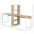 88" Extra Long 2-Person Computer Desk With Storage Shelves Combo, Double Workstation Storage Study Writing Table For Home Office, Bookshelf, Natural Wood Colour