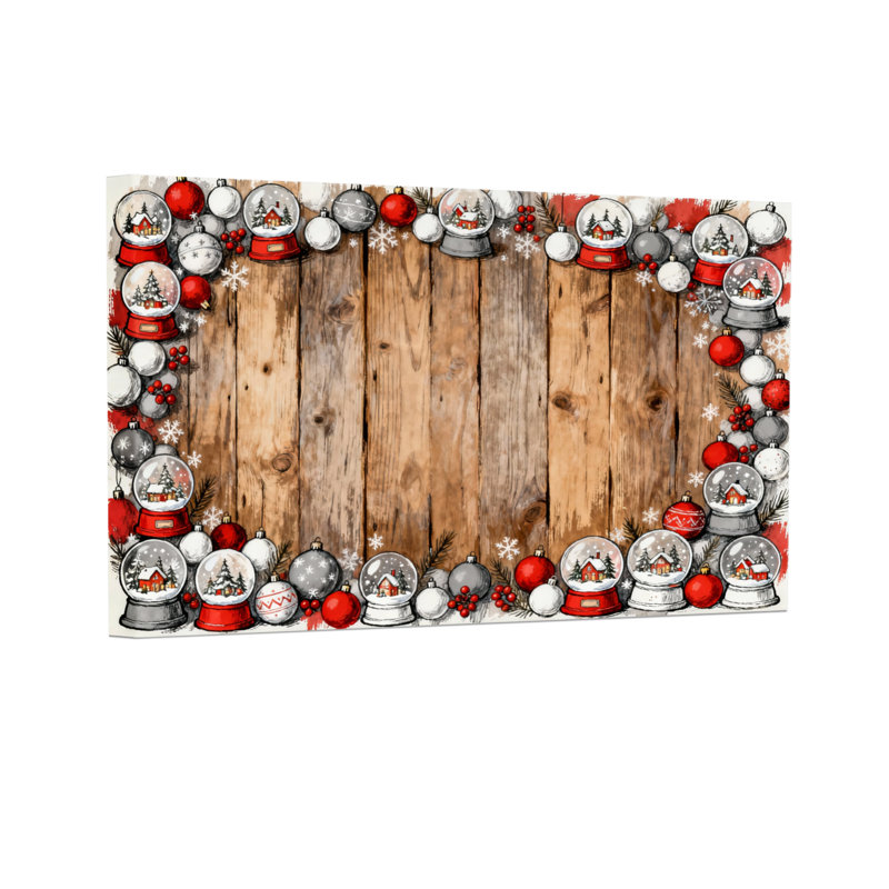 «Christmas Christmas Snow Globes», ensemble de 3 impressions sur toile encadrées, H 24 po x l 36 po