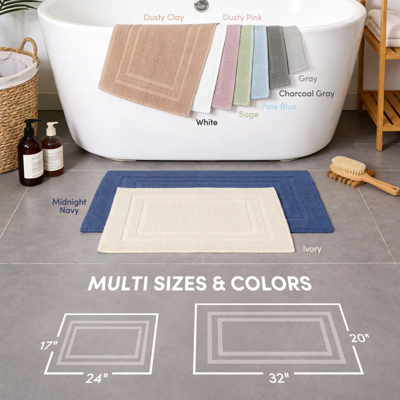 Tapis de bain 100% coton doux et antidérapant, lavable à la machine, Gris anthracite, Simple - L 32 po x l 20 po