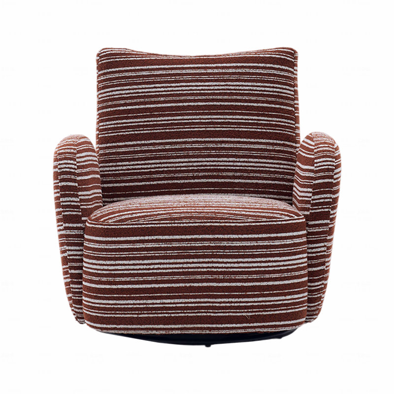 360° Swivel Leisure Chair Fabric Striped Armrest Swivel Chair With Sand-Rimmed Fabric And Metal Bracket, Red