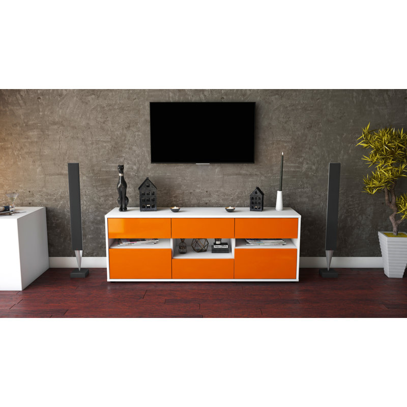 Yarber TV Stand, High-gloss Orange / Matte White