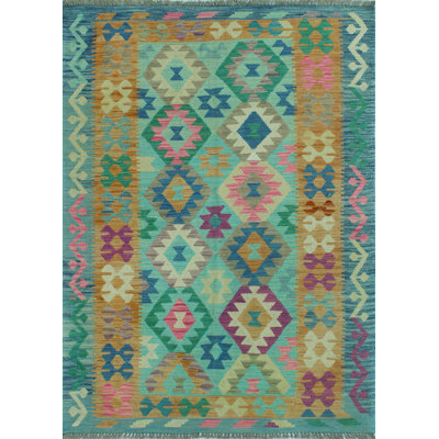 Tapis bleu Sun Sun délavé Kilim Behnam