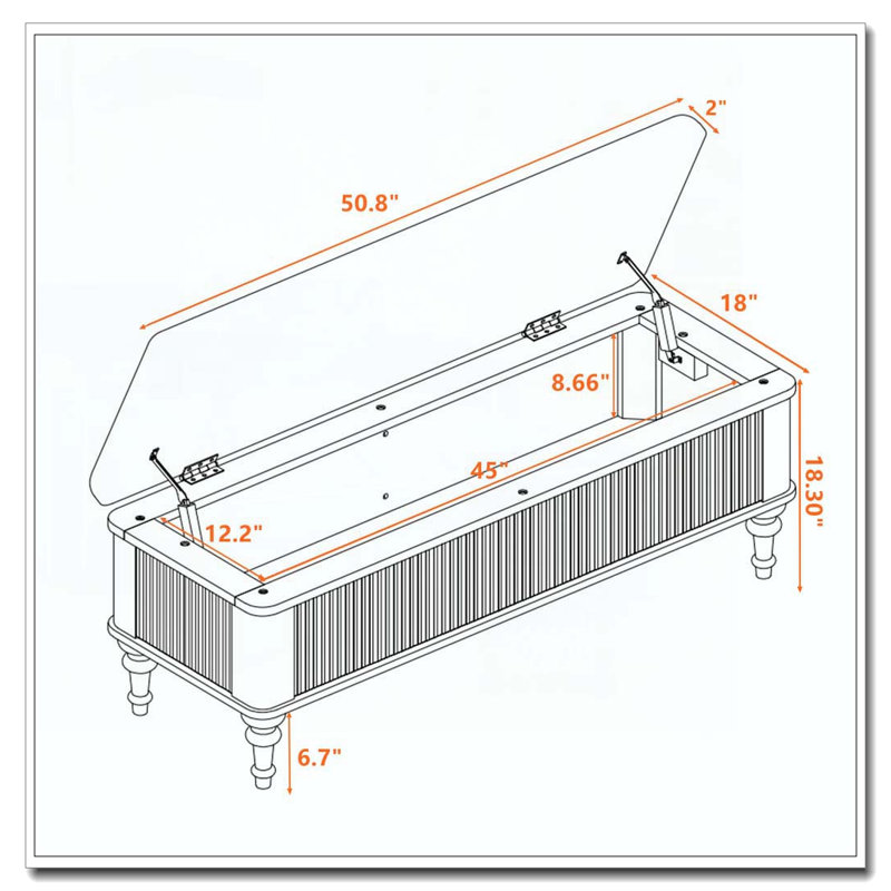 Banc de rangement avec repose-pieds 50,8 pouces, Naturel