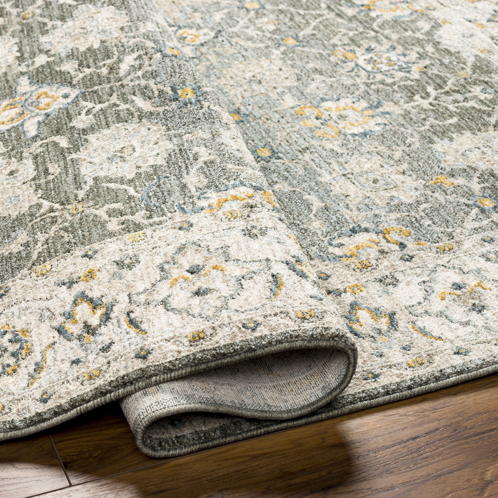Delyse Olive/Gold/Beige/Gray Rug, Runner 2'7" x 7'3"