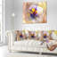 Fleur jaune sur fond bleu - coussin à imprimé floral-30722056-30722060