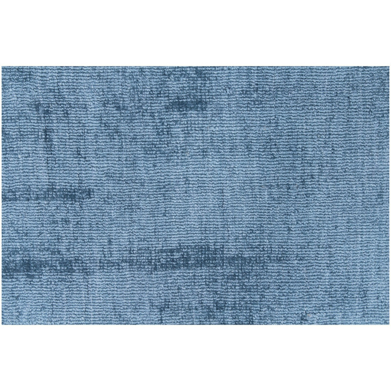 Tapis texturé denim minimaliste Handloom, En jean, Rectangle 9 pi x 12 pi