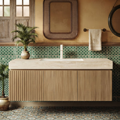 48'' Wall Mounted Single Sink Bathroom Vanity with Solid Surface Top