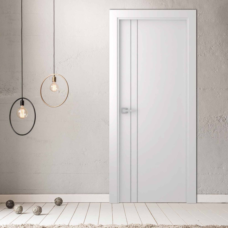 79.375'' Solid + Manufactured Wood Flush Painted without Installation Hardware Kit Slab Door, 30" X 80"
