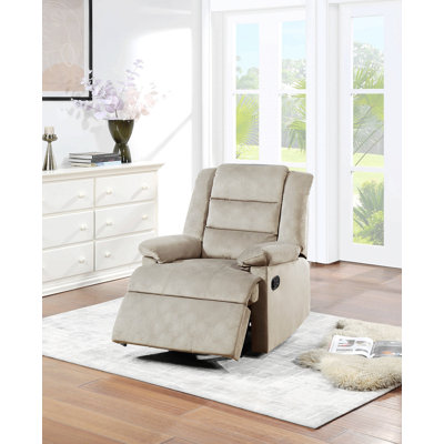 Fauteuil inclinable en velours beige - inclinaison manuelle, accoudoirs souples, style moderne
