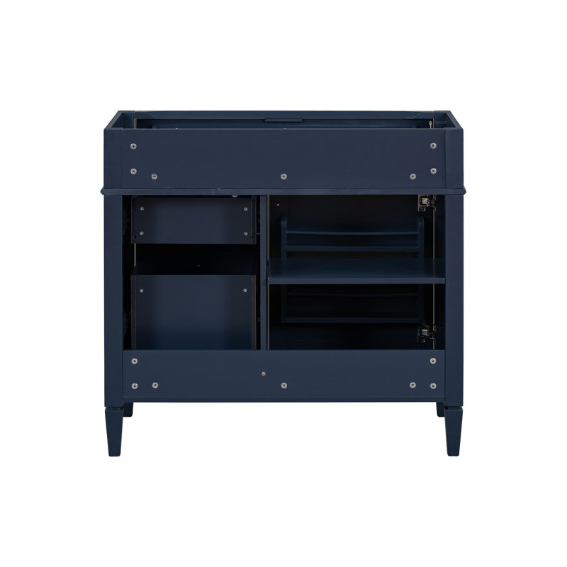 Meuble-lavabo de salle de bain 36 po sans lavabo supérieur, armoire de rangement moderne avec 2 tiroirs et un tiroir basculant, structure en bois massif