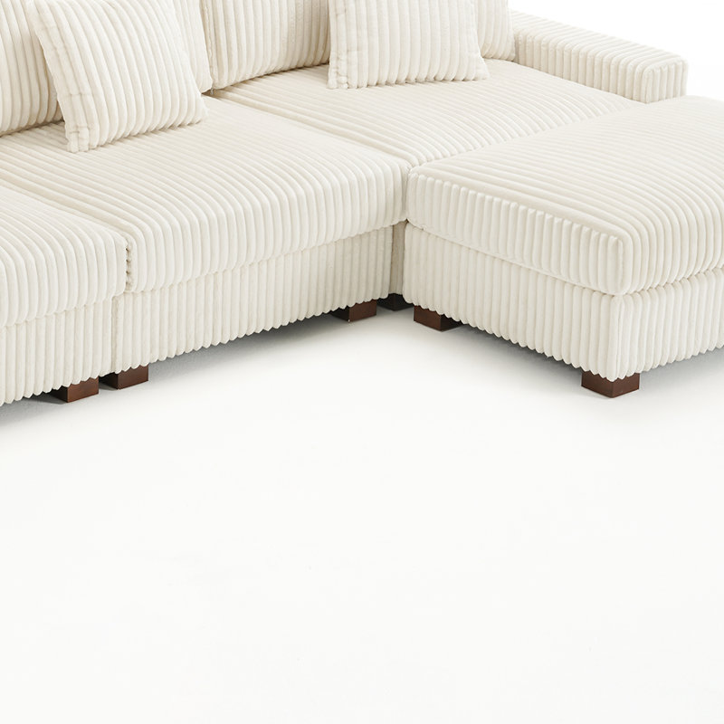 5 Seater Seating Component, White Faux Fur