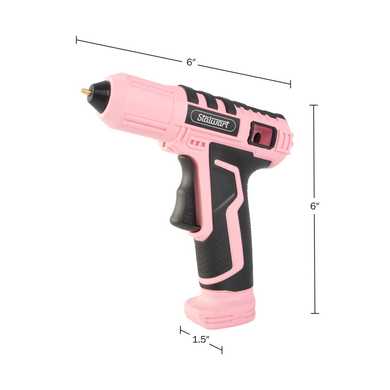 Stalwart Cordless Glue Gun Kit with 15 Second Warm-Up Time and Glue Sticks Included, Pink