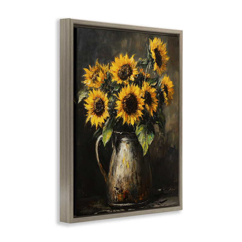 Cadre flottant rustique en tournesol, design par Franklyn Gregory, Cadre flottant orme Montalcino, H 21 po x l 17 po