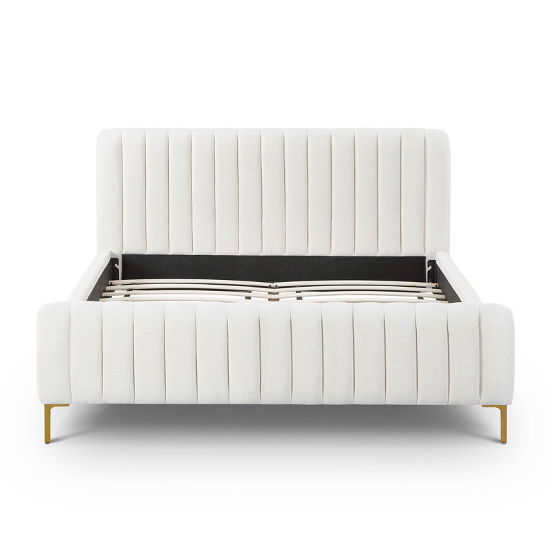 Robbinsdale Natural Upcycled Linen King Bed, Beige, Grand