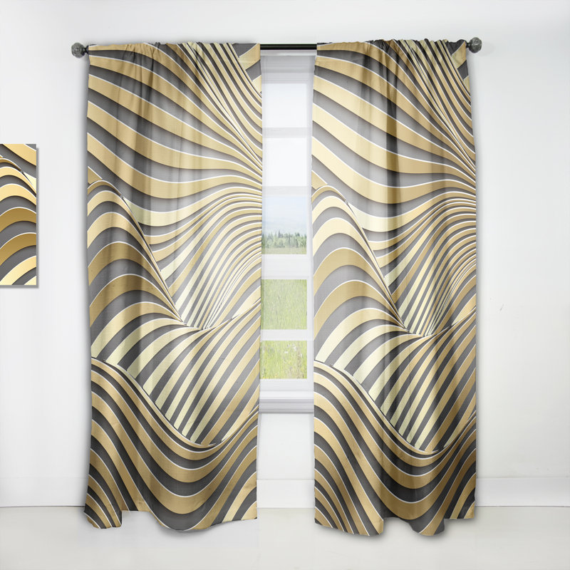 Beikirch Wavy Luxury Gold Gradients I - Rideau en velours moderne - obscurcissant - 1 panneau