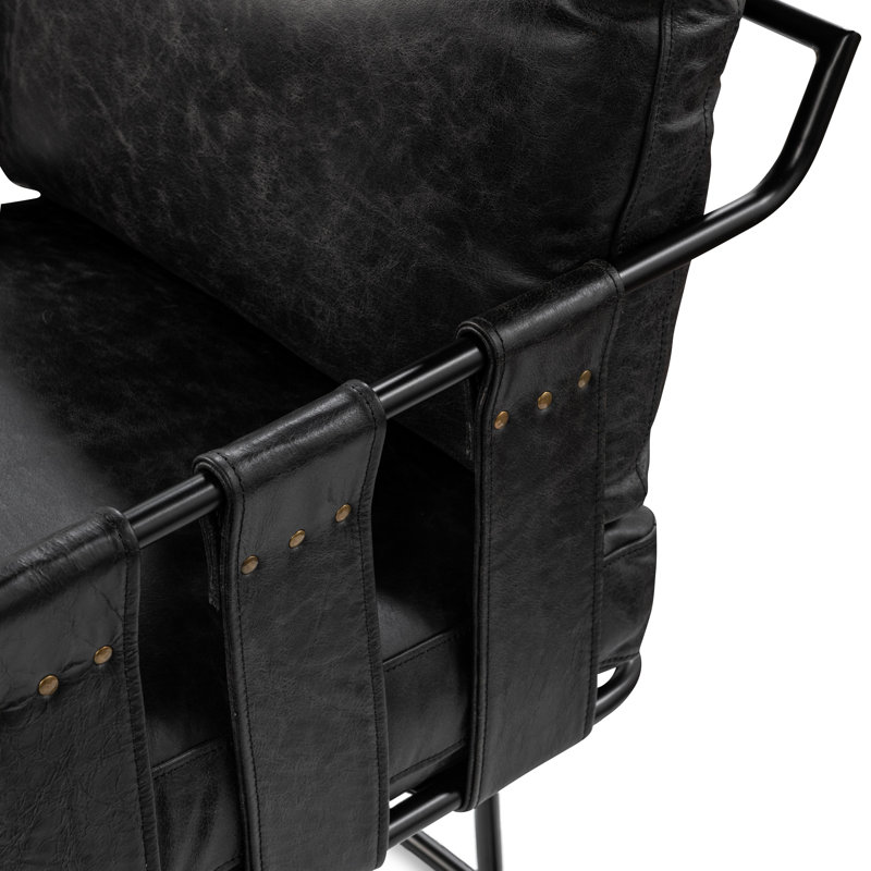 Strapling Leather Dining Chair, Black