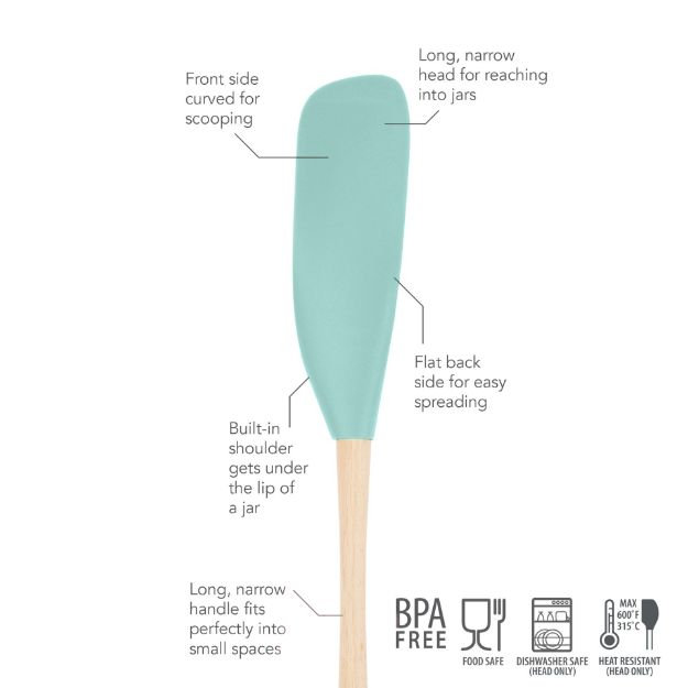 Flex-Core Jar Scraper Wood Handle - Light Aqua, Light Aqua
