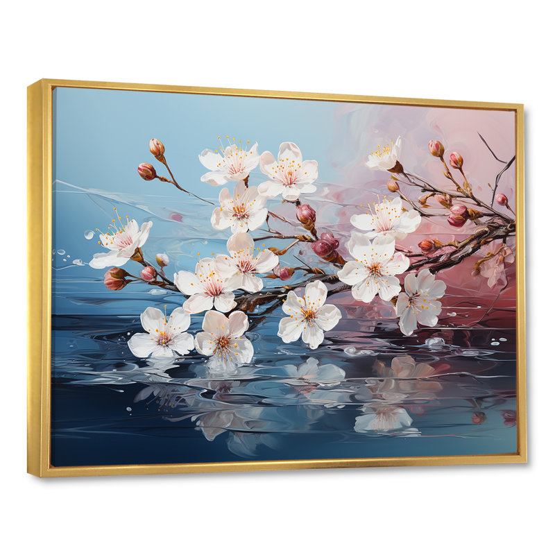 «Beautiful Apple Blossom Flower Tree», reproduction sur toile, Cadre flottant doré, 12" H x 20" W