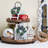 Rustic Farmhouse Wooden Brown 2 Tiered Tray with Metal Handle and Distressed Bead Garland