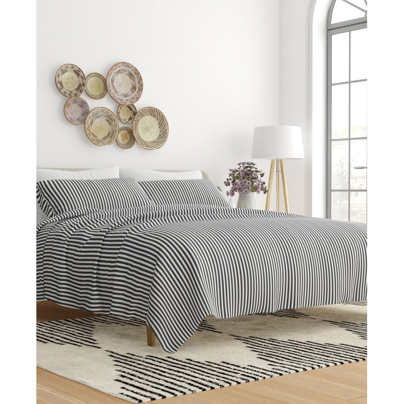 King Size Gray Chevron Microfiber Pillow Cover Set