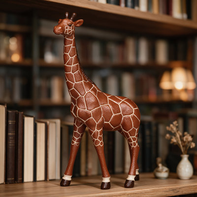 Statue de girafe décorative pour jardin, grande figurine en résine au fini rustique, ornement de terrasse et de pelouse, 28 cm (11,02 pouces).