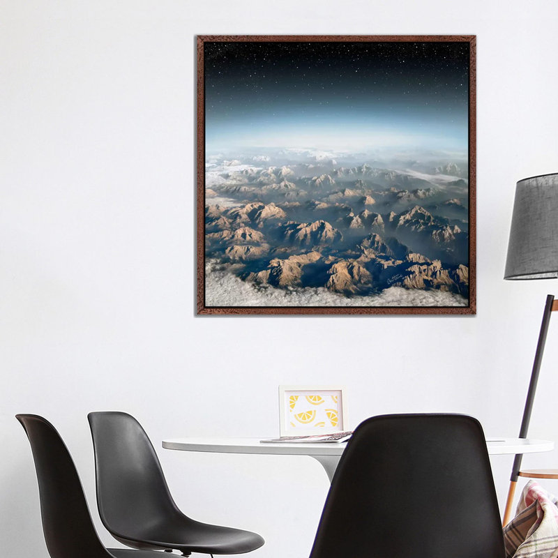 Planet Earth 1 Piece Wall Art on Canvas, 93.98 cm H x 93.98 cm W, Classic Brown Wood Framed