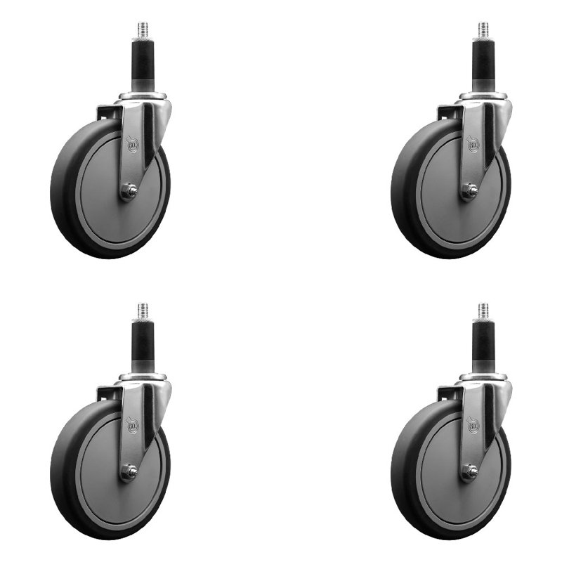 Ensemble de roulettes extensibles en caoutchouc thermoplastique pivotant de 1-1 / 8 po SCC