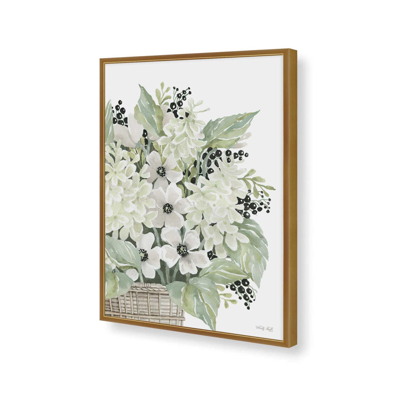 «Floral Wonder» par Cindy Jacobs, reproduction d'art, L 36 x H 48, Or, Impression encadrée