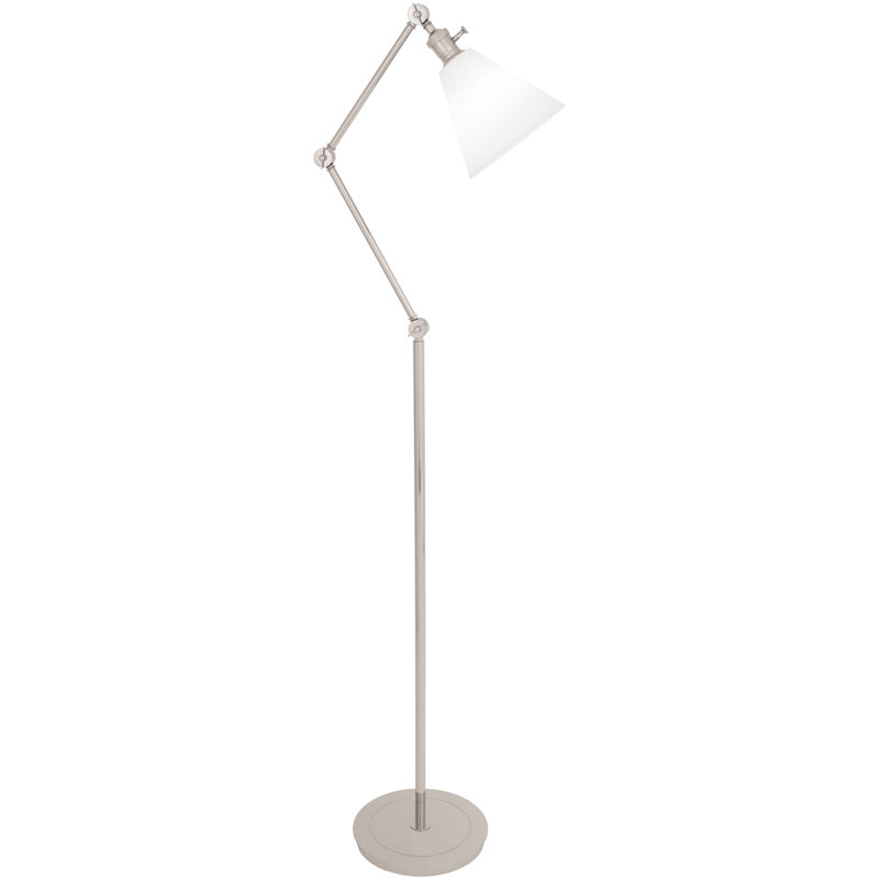 Lampe de travail sur pied en alliage, Nickel poli, 10.75", Blanc
