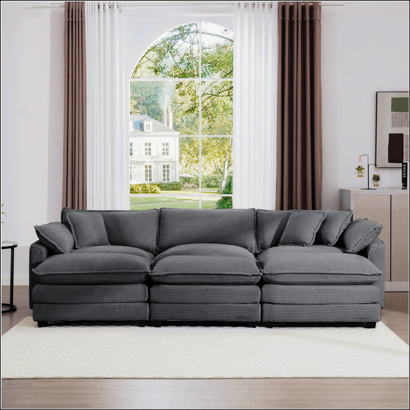 Canapé surdimensionné à coussin modulaire, Gris