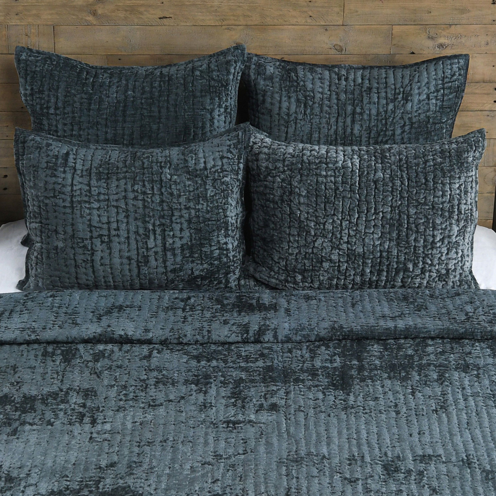 Velvet Quilt Set, Queen Quilt, Bay Green