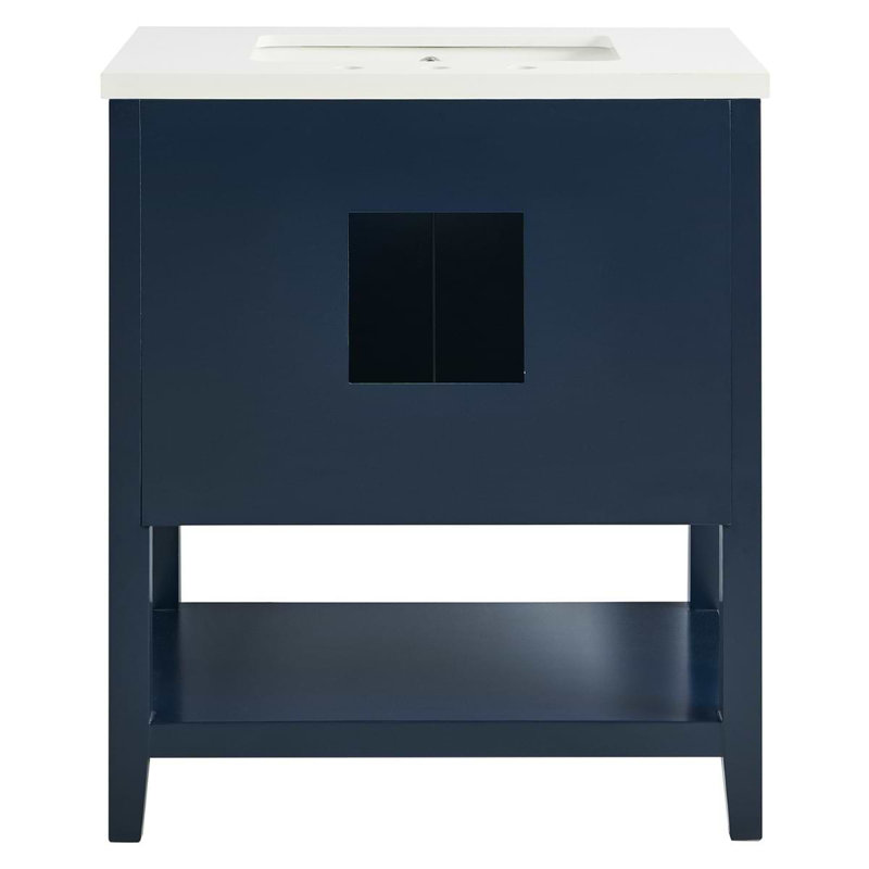 Sheraton 30" Freestanding Standard Single Bathroom Vanity with Top, Navy, Gold Zinc Alloy