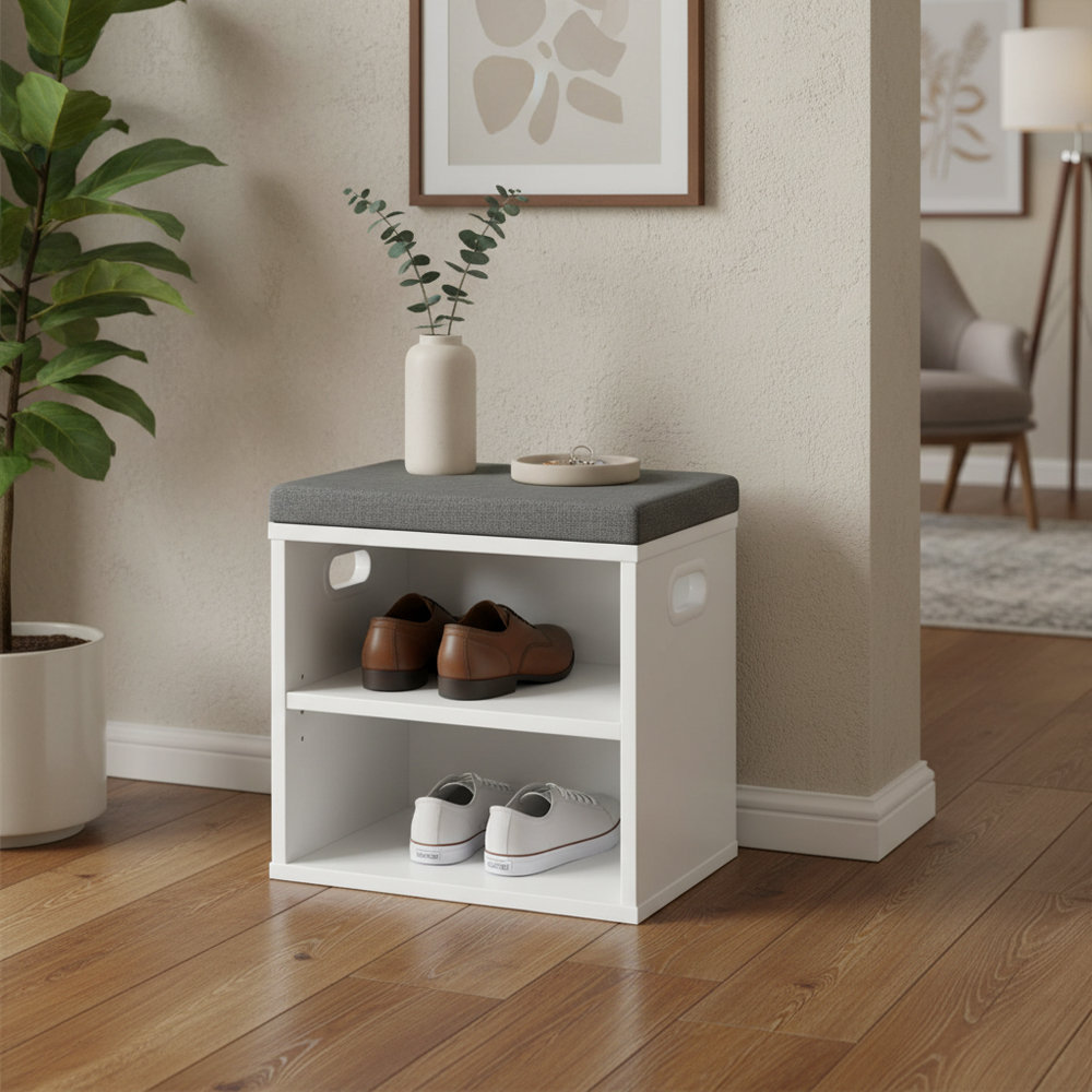 Latitude Run® Upholstered Storage Shoe Bench, Small Shoe Bench ...