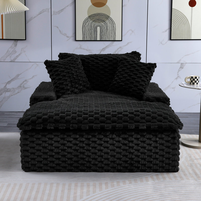 Boneless 51.2" Upholstered Compression Recliner Sofa, Black