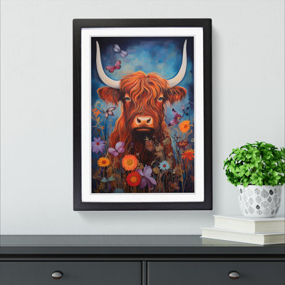 Highland Cow Dadaism No.2 - Single Picture Frame Print on Wood