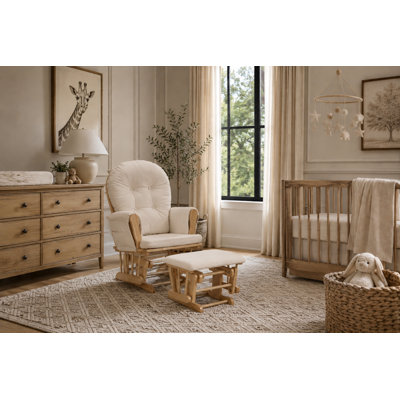 Cleo Wooden Glider and Ottoman