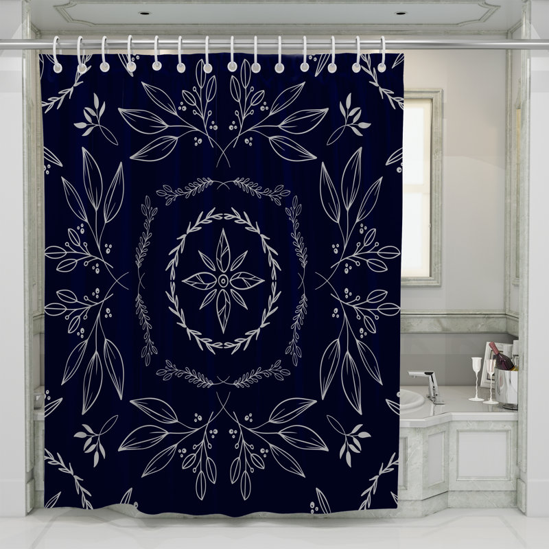 Rideau de douche simple à motif floral Jasmyn, 70 po x 90 po