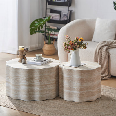 Ensemble de 2 tables basses rondes pour le salon