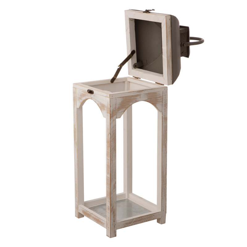 Medders 2 Piece Wood Tabletop Lantern Set, White