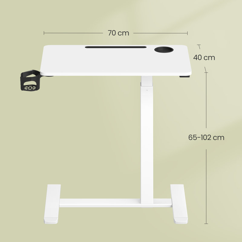 Adjustable Height Overbed Table With Wheels, Mobile Standing Computer Desk with storage, 40.2" H x 27.6" W x 15.7" D