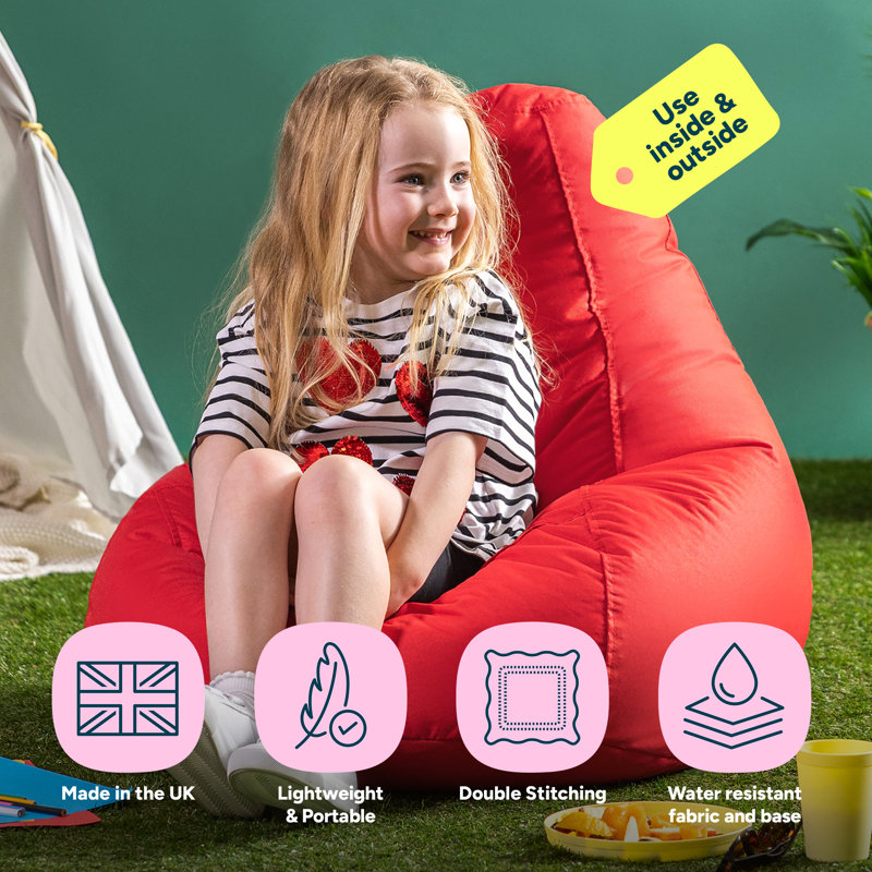 icon Kids Dalton High Back Bean Bag Indoor Outdoor Red, Red