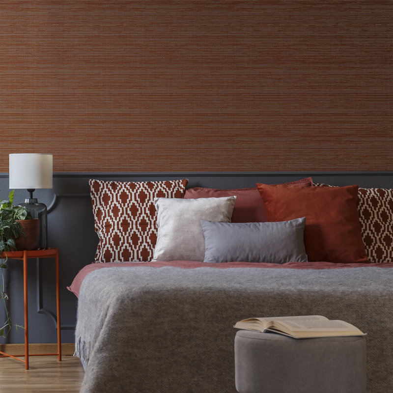 Boutique Gilded Textured Plain Wallpaper, Red