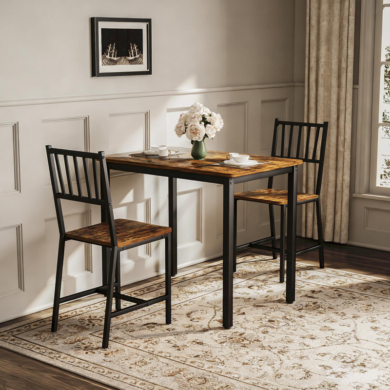 Ensemble de table de salle à manger, table de bar avec 2 chaises de salle à manger, comptoir de table de cuisine avec chaises, table de petit-déjeuner industrielle pour la cuisine, salon, salle de réception et l 35,4 po x l 23,6 po x H 29,7 po