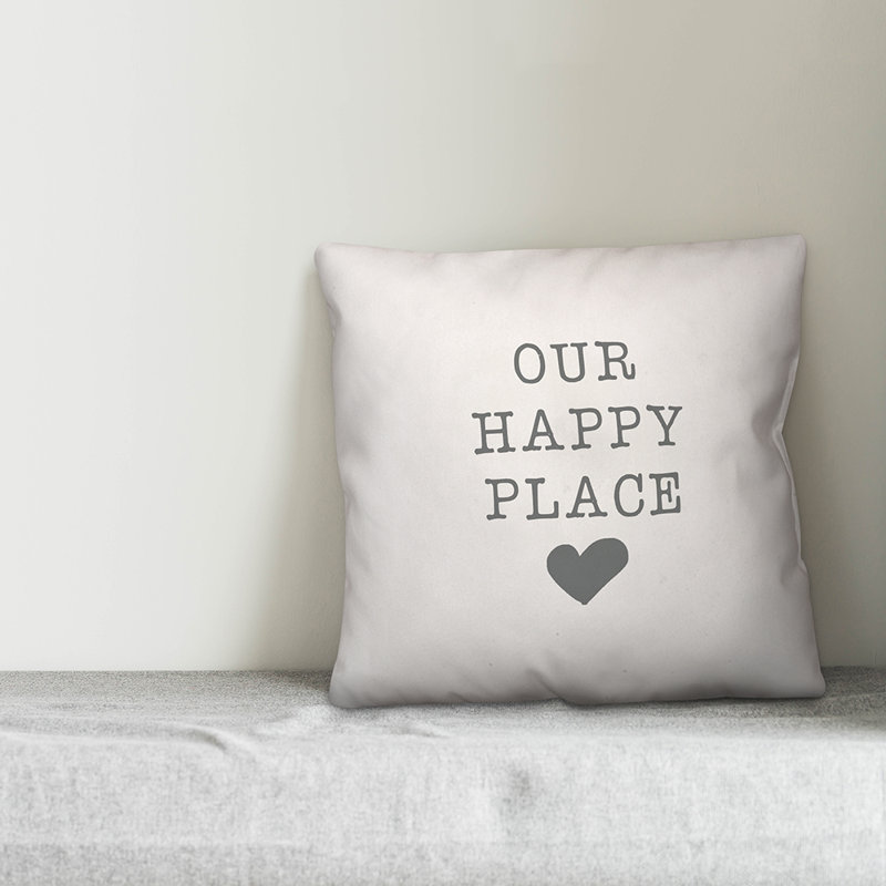 Textual Outdoor Throw Pillow, 18" H x 18" W, White/Dark Gray
