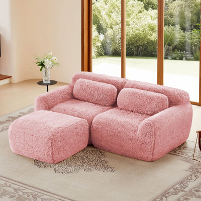 Canapé modulaire 2 places Bonfort de 80,3 po avec repose-pieds, canapé modulaire moderne avec tissu moelleux et éponge à haute densité