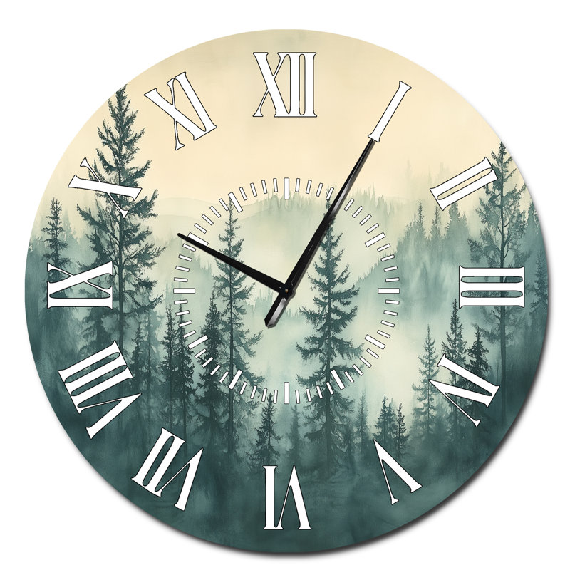 Soft Forest Horizon II - Horloge murale en métal Nature Silent, Surdimensionné