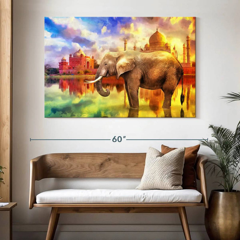Éléphant Brampt Taj Mahal, H 34 po x l 51 po