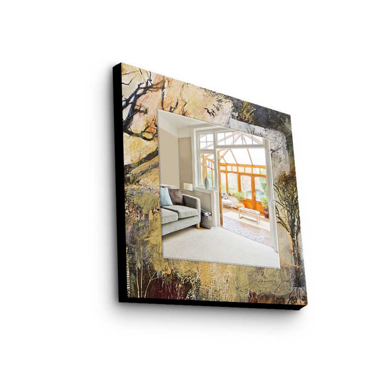 Élégant miroir décoratif avec cadre 100% bois de pin, 19,7 po x 19,7 po | Miroir en verre véritable (épaisseur: 0,2 pouce) | Peinture sur tissu élégante | Parfait pour la décoration intérieure et le vestibule, design durable et chic