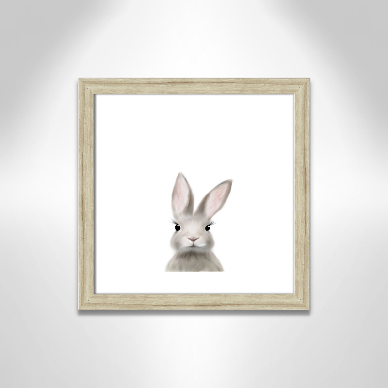 Art encadré en lapins forestières, H 18 po x l 18 po x P 0,63 po, Beige Flat Framed