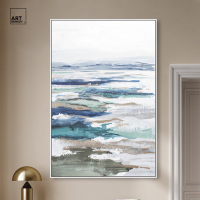 "Marine Layers II", reproduction d'art sur toile bleue par Art Remedy, cadre doré, 10 x 15